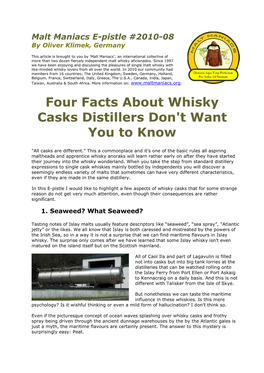 Four Facts About Whisky Casks Distillers Don't Want You to Know