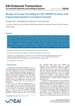 Design of Group Precoding for MU-MIMO Systems with Exponential Spatial Correlation Channel