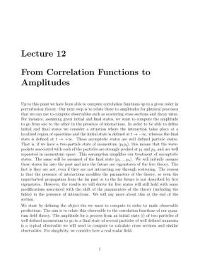 Lecture 12 from Correlation Functions to Amplitudes