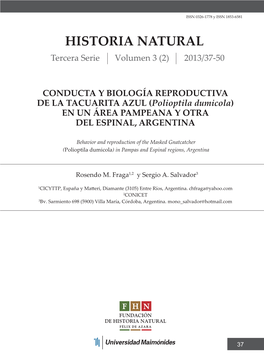 HISTORIA NATURAL Tercera Serie Volumen 3 (2) 2013/37-50