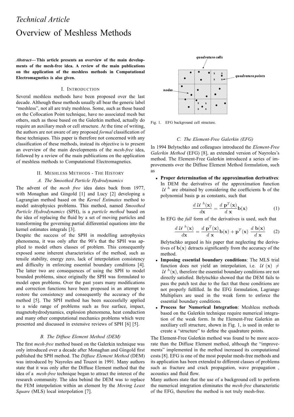 Overview of Meshless Methods