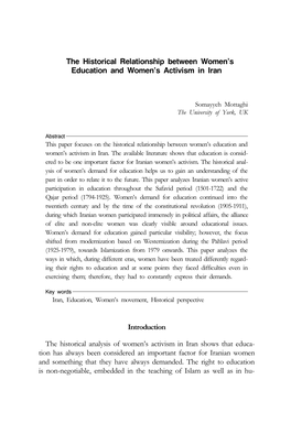 The Historical Relationship Between Women's Education and Women's