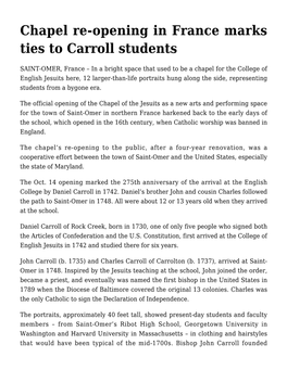 Chapel Re-Opening in France Marks Ties to Carroll Students