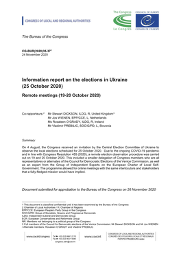 Information Report on the Elections in Ukraine (25 October 2020)