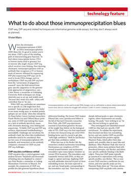 What to Do About Those Immunoprecipitation Blues Chip-Seq, DIP-Seq and Related Techniques Are Informative Genome-Wide Assays, but They Don’T Always Work As Planned