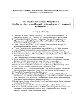 Liability for Crimes Against Humanity in the Detention of Refugees and Asylum Seekers