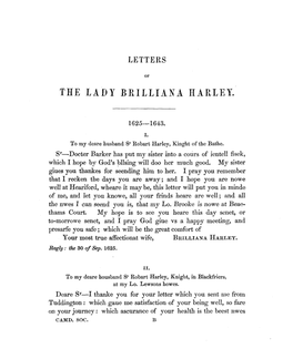 Letters of the Lady Brilliana Harley