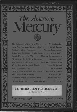 THE AMERICAN MERCURY ~~~~~Mit~~~~Mit~~~~Mit~~~~M~ @ Vokbite TABLE of CONTENTS N~:ER ~