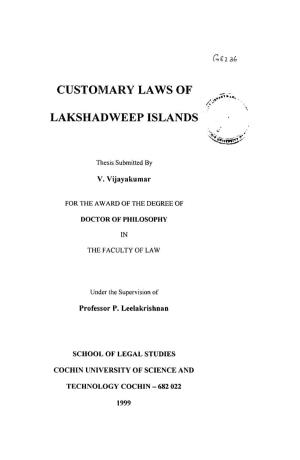 Customary Laws of Lakshadweep Islands