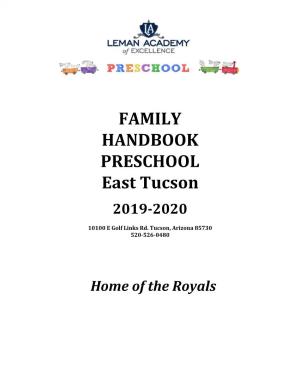 FAMILY HANDBOOK PRESCHOOL East Tucson