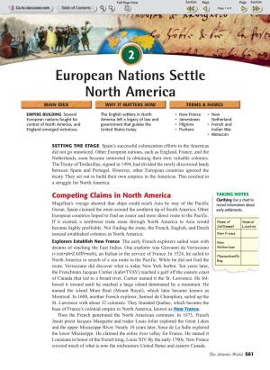 European Nations Settle North America MAIN IDEA WHY IT MATTERS NOW TERMS & NAMES