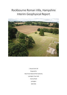 Rockbourne Roman Villa, Hampshire Interim Geophysical Report