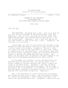 THE WHITE HOUSE Office of the Press Secretary ______For Immediate Release October 7, 2011