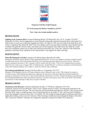 Tennessee Civil War Trails Program 213 Newly Interpreted Marker