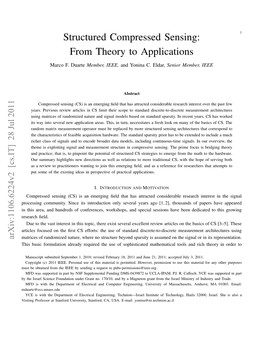 Structured Compressed Sensing: from Theory to Applications