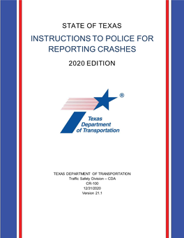 Instructions to Police for Reporting Crashes 2020 Edition