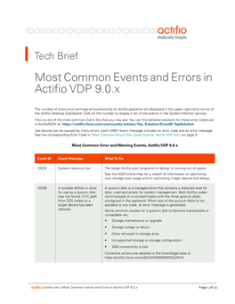 Most Common Events and Errors in Actifio VDP 9.0.X