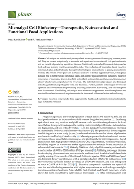 Microalgal Cell Biofactory—Therapeutic, Nutraceutical and Functional Food Applications