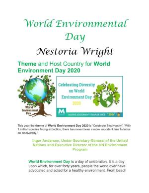 World Environmental Day Nestoria Wright Theme and Host Country for World Environment Day 2020