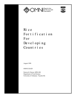 Rice Fortification for Developing Countries