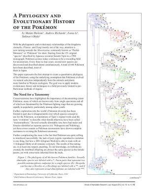 A Phylogeny and Evolutionary History of the Pokémon by Matan Shelomi1, Andrew Richards1, Ivana Li1, Yukinari Okido2