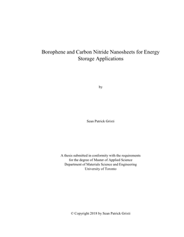Borophene and Carbon Nitride Nanosheets for Energy Storage Applications
