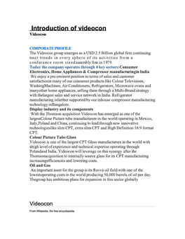 Introduction of Videocon Videocon