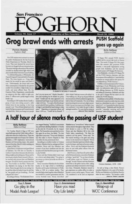 Grog Brawl Ends with Arrests Goes up Again Patricia Dolphin Kelly Sullivan Foghorn Staff Editor-In-Chief