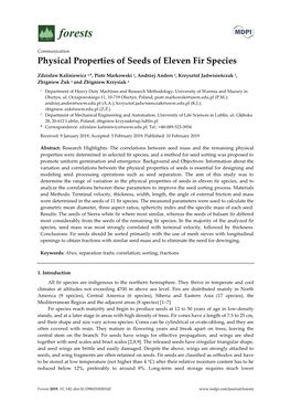 Physical Properties of Seeds of Eleven Fir Species