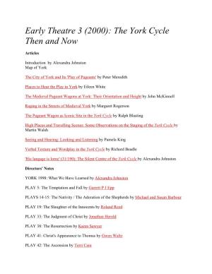 Early Theatre 3 (2000): the York Cycle Then and Now
