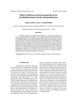 Effect of Myrtus Communis Essential Oil on the Mediterranean Fruit Fly Mating Behaviour
