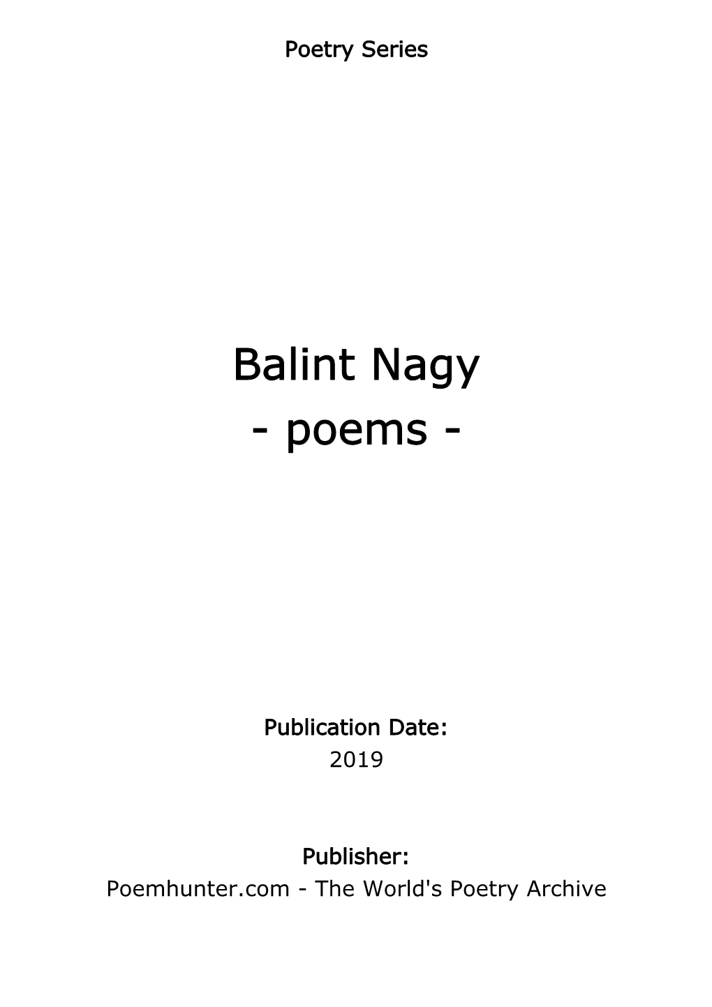 Balint Nagy - Poems