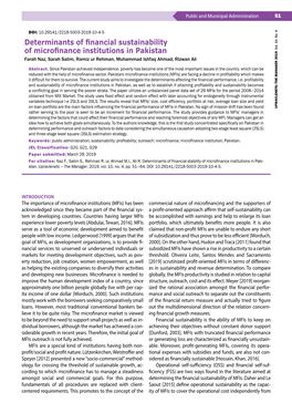 Determinants of Financial Sustainability of Microfinance Institutions in Pakistan