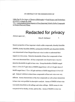 Redacted for Privacy Abstract Approved: Mina R