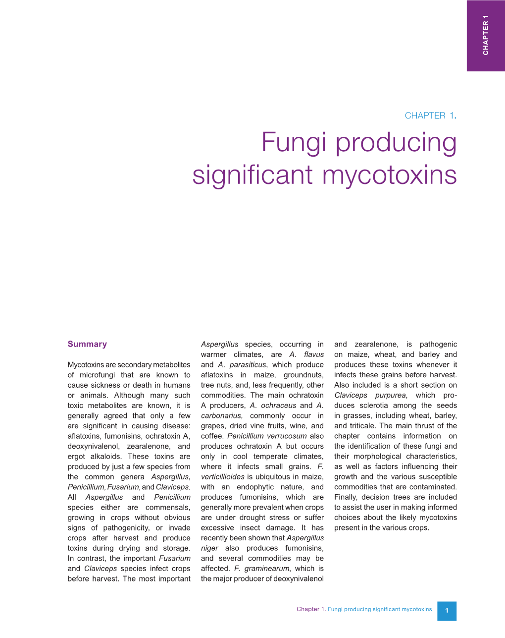Fungi Producing Significant Mycotoxins