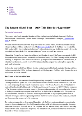 The Return of Duff Beer – Only This Time It's 'Legendary'