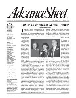 OWLS Celebrates at Annual Dinner