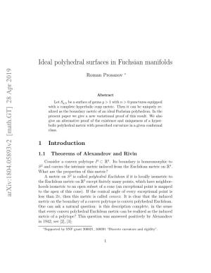 Ideal Polyhedral Surfaces in Fuchsian Manifolds Arxiv:1804.05893V2