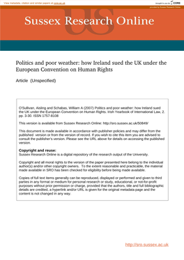 How Ireland Sued the United Kingdom Under the European Convention on Human Rights