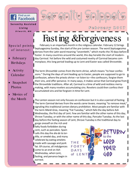 Fasting & Forgiveness
