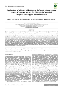 Application of a Bacterial Pathogen, Ralstonia Solanacearum, with a Wet-Blade Mower for Biological Control of Tropical Soda Apple, Solanum Viarum