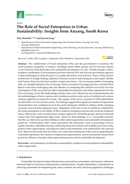 The Role of Social Enterprises in Urban Sustainability: Insights from Anyang, South Korea