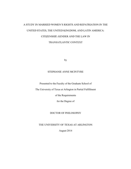 A Study in Married Women's Rights and Repatriation in the United States, the United Kingdom, and Latin America