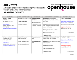 July 2021 Affordable Housing Opportunities