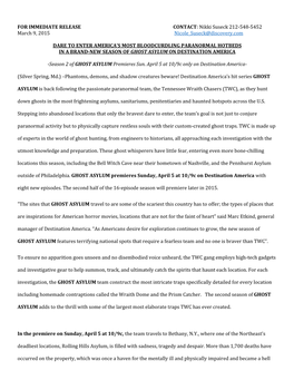 FOR IMMEDIATE RELEASE CONTACT: Nikki Suseck 212-548-5452 March 9, 2015 Nicole Suseck@Discovery.Com