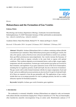 Haloarchaea and the Formation of Gas Vesicles