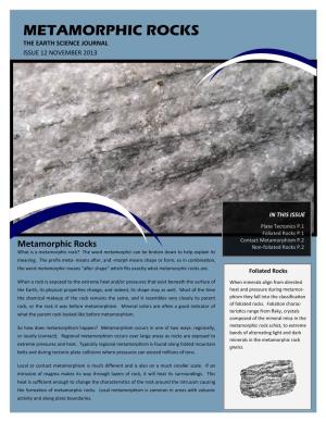 Metamorphic Rocks the Earth Science Journal Issue 12 November 2013