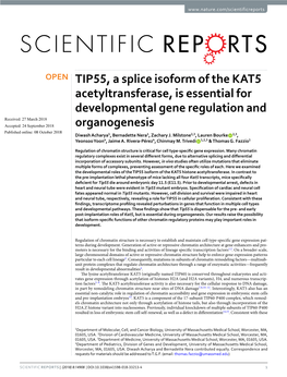 TIP55, a Splice Isoform of the KAT5 Acetyltransferase, Is