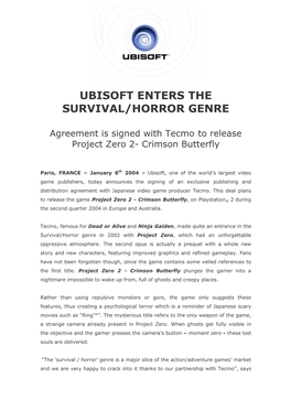 Ubisoft Enters the Survival/Horror Genre