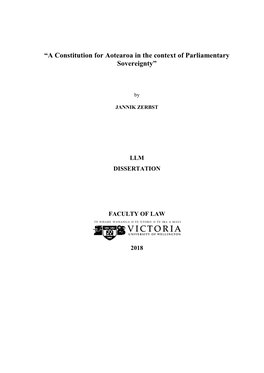 “A Constitution for Aotearoa in the Context of Parliamentary Sovereignty”